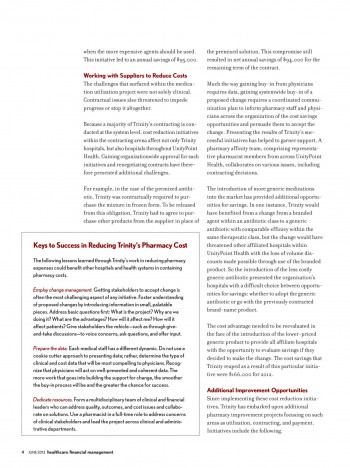 article page of keys to success in reducing pharmacy cost